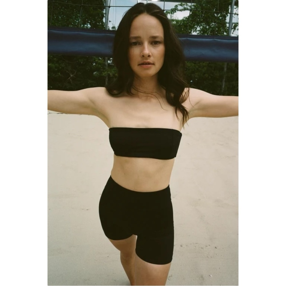 NWOT LOKIKI Black "Bianca" Stretchy Minimalist Bandeau Top sz M
